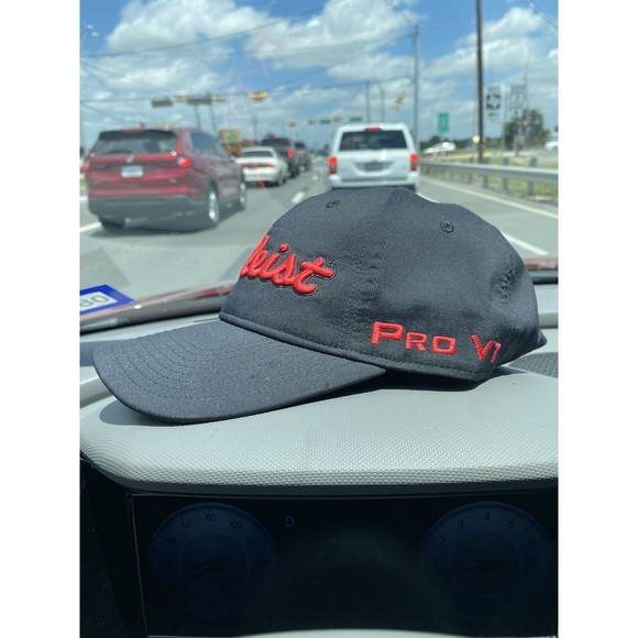 TITLEIST GOLF FJ PRO V1 Cap Hat Black Adjustable Red Embroidery Golfing Cap - Picture 2 of 5